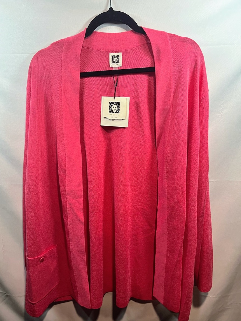 Anne Klein Bright Pink Open-Front Cardigan